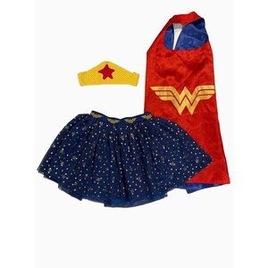 Wonder Woman Costume Set For Kids With Cape Tutu Skirt Headband & Wristbands  Si